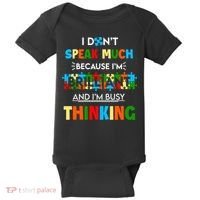 I Don't Speak Much Brilliant Puzzle And I'm Busy Thinking Autism Awareness Day Baby Bodysuit thumb 0