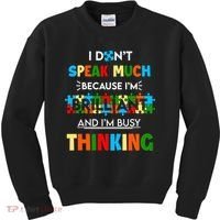 I Don't Speak Much Brilliant Puzzle And I'm Busy Thinking Autism Awareness Day Kids Sweatshirt thumb 0