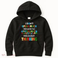 I Don't Speak Much Brilliant Puzzle And I'm Busy Thinking Autism Awareness Day Kids Hoodie thumb 0
