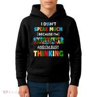 I Don't Speak Much Brilliant Puzzle And I'm Busy Thinking Autism Awareness Day Kids Hoodie thumb 4