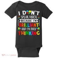 I Dont Speak Much Brilliant Autism Autistic Baby Bodysuit thumb 0