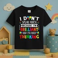 I Dont Speak Much Brilliant Autism Autistic Toddler T-Shirt thumb 3