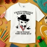 I Don’T Struggle With Autism I’M Actually Very Good At It Kids T-Shirt thumb 3