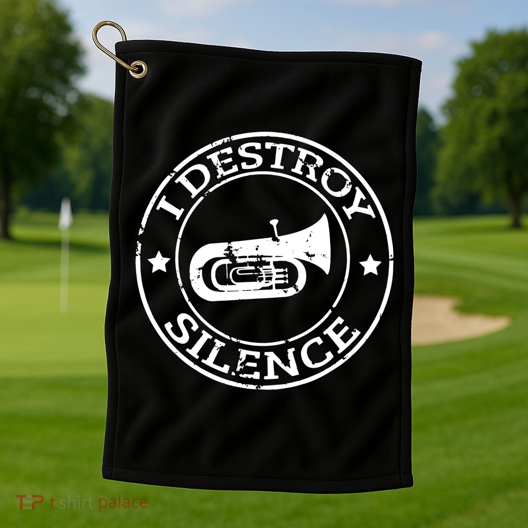 I Destroy Silence Tuba Trumpet Player Brass Marching Band Golf Towel