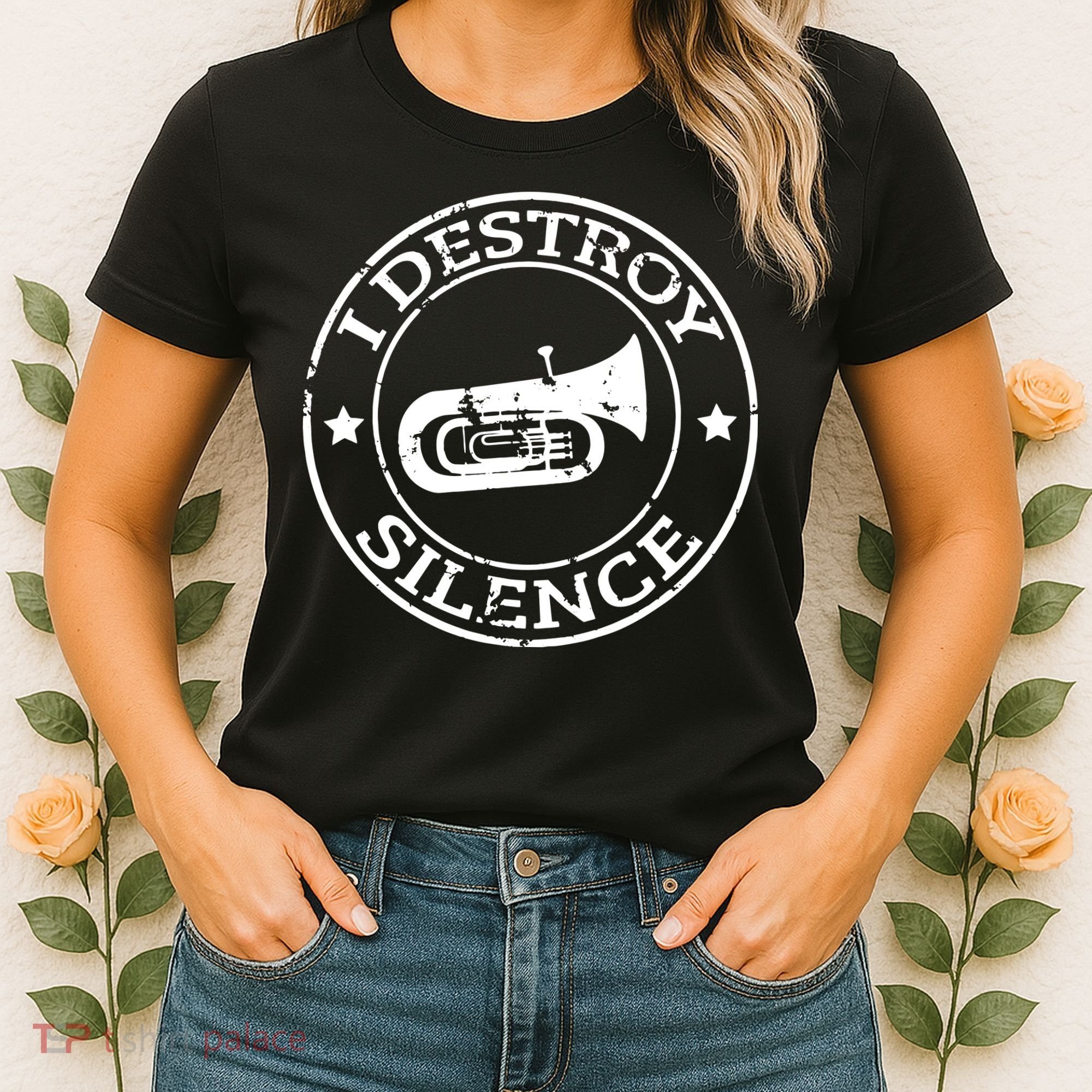 I Destroy Silence Tuba Trumpet Player Brass Marching Band Women's T-Shirt