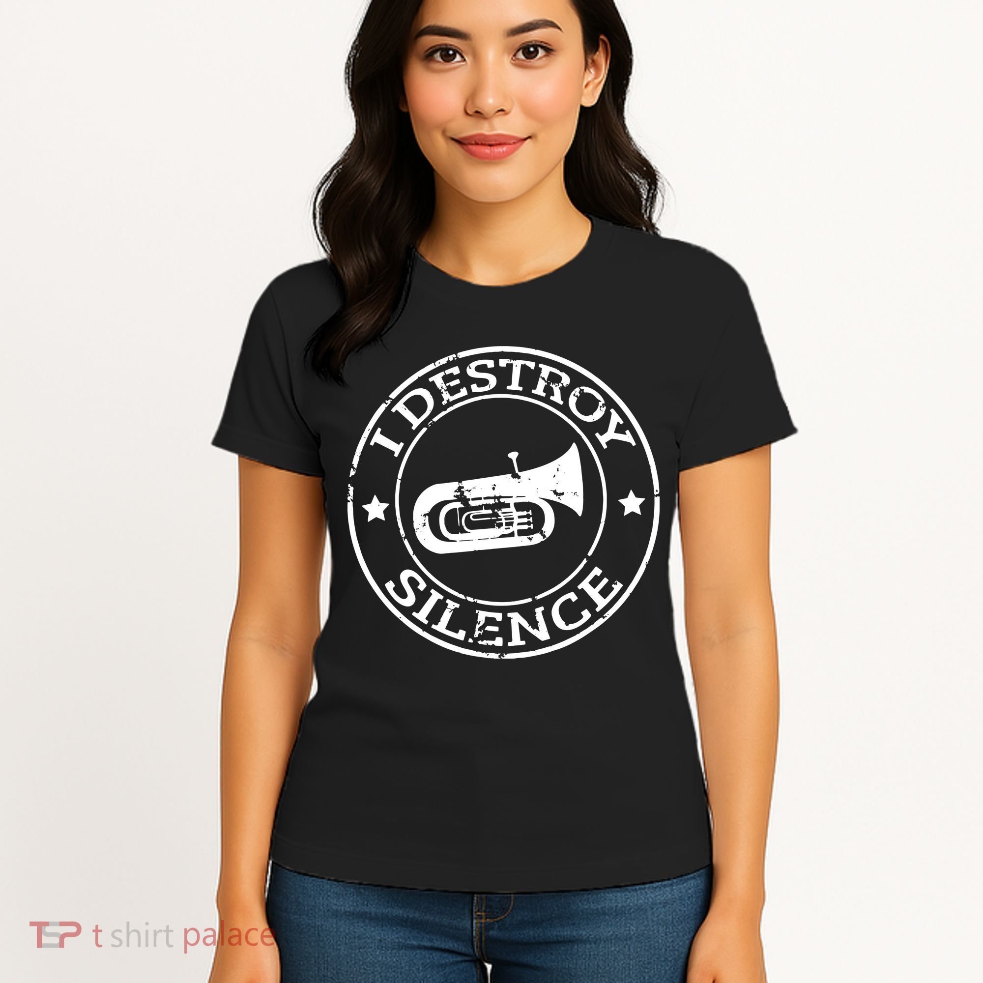 I Destroy Silence Tuba Trumpet Player Brass Marching Band Women's T-Shirt