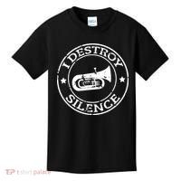 I Destroy Silence Tuba Trumpet Player Brass Marching Band Kids T-Shirt thumb 0