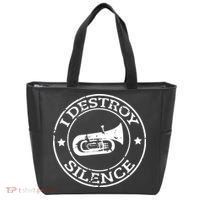 I Destroy Silence Tuba Trumpet Player Brass Marching Band Tote Bag thumb 0