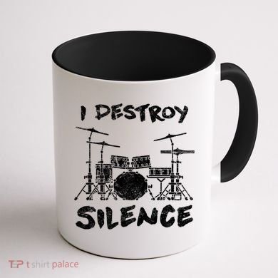 I Destroy Silence Drummer Gift Coffee Mug back