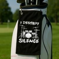I Destroy Silence Drummer Gift Golf Towel thumb 2