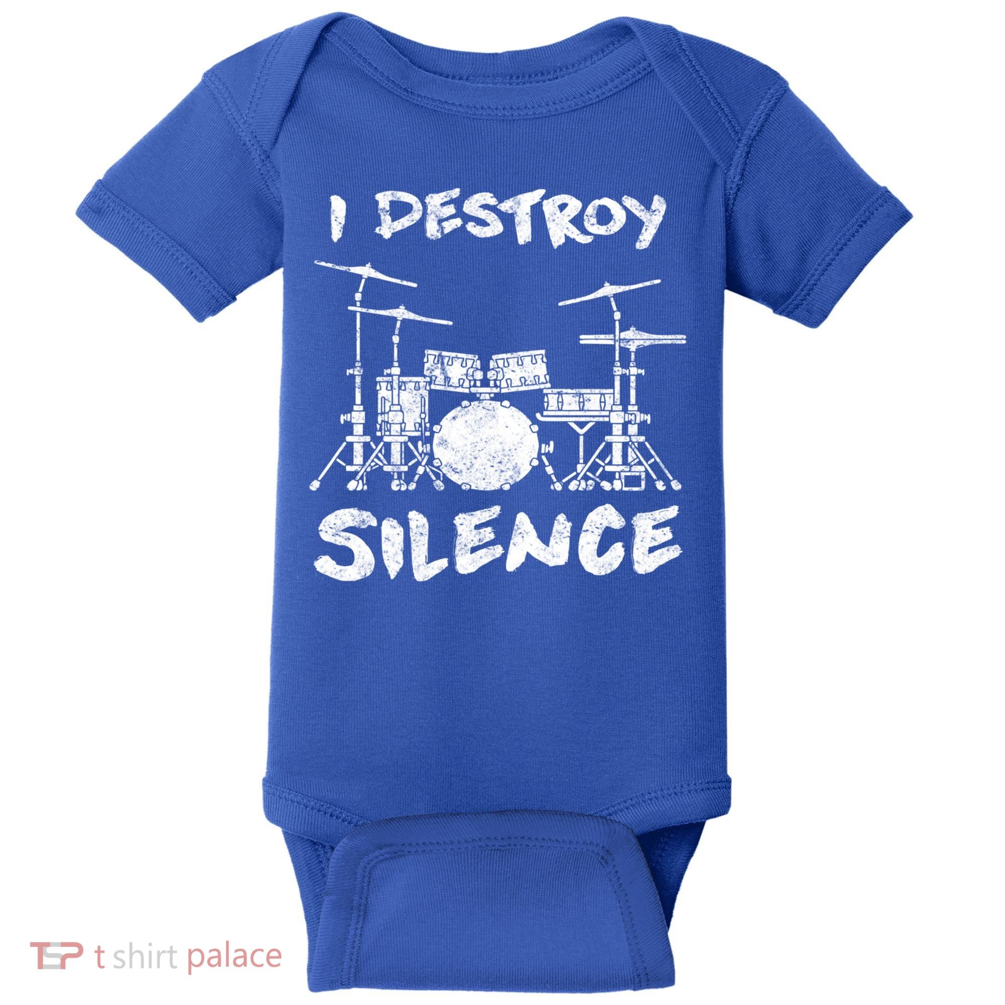 I Destroy Silence Drummer Gift Baby Bodysuit
