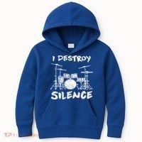I Destroy Silence Drummer Gift Kids Hoodie thumb 0