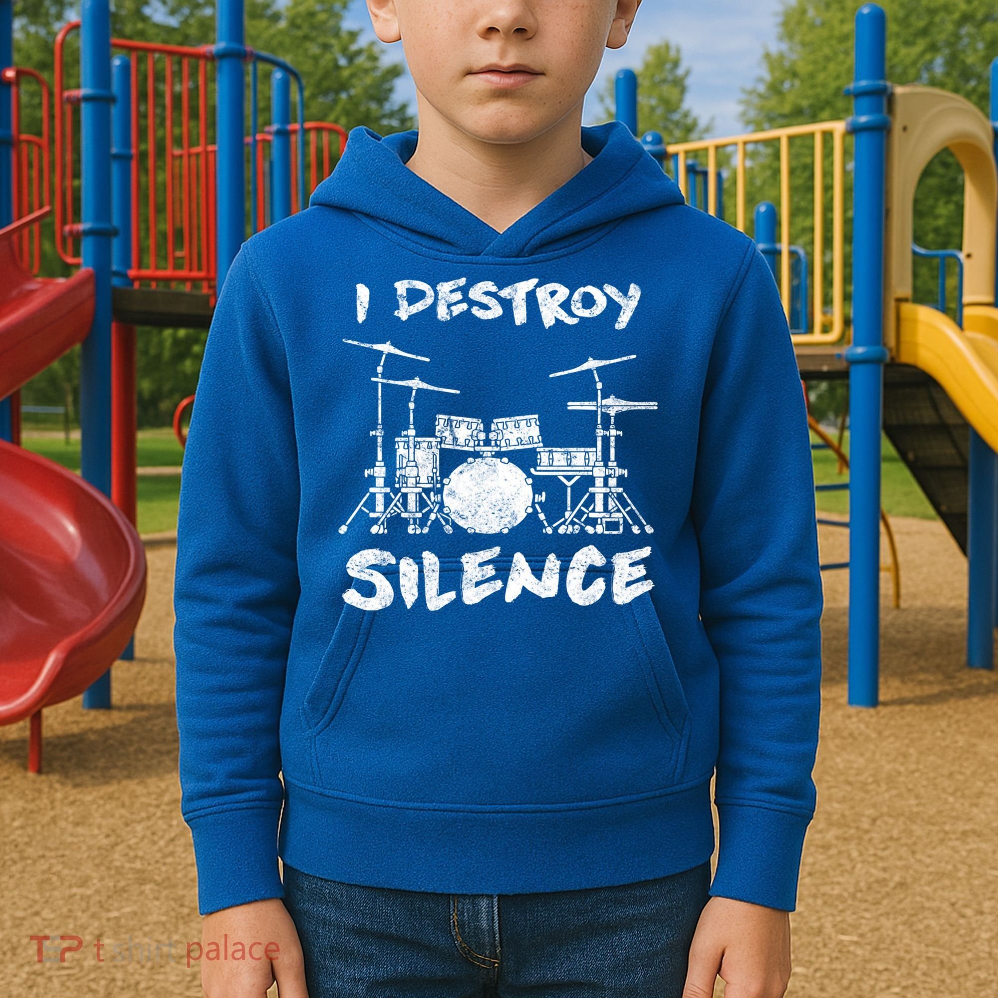 I Destroy Silence Drummer Gift Kids Hoodie