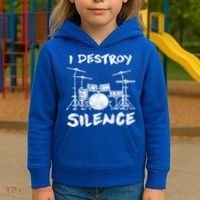 I Destroy Silence Drummer Gift Kids Hoodie thumb 3