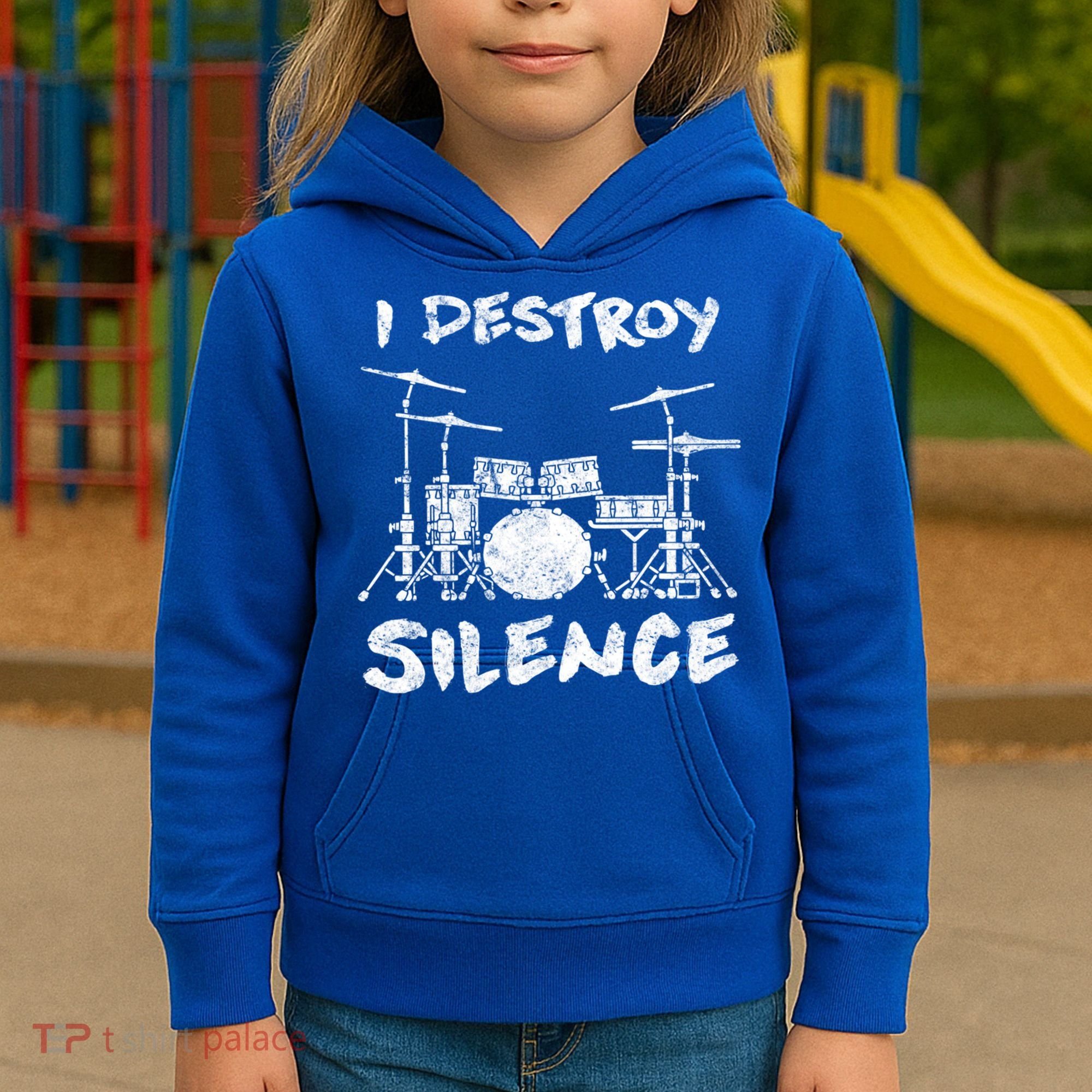 I Destroy Silence Drummer Gift Kids Hoodie