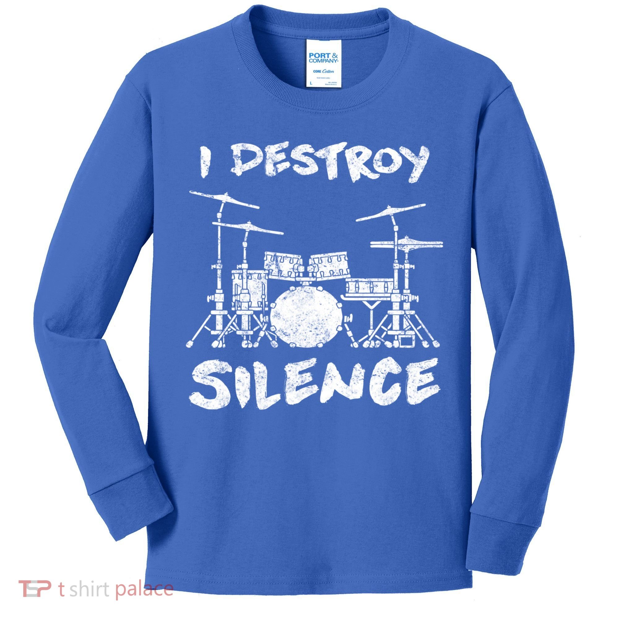 I Destroy Silence Drummer Gift Kids Long Sleeve Shirt