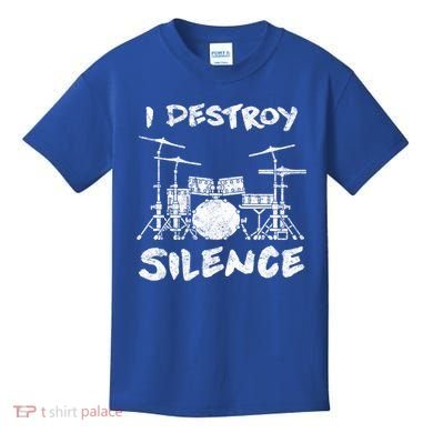 I Destroy Silence Drummer Gift Kids T-Shirt
