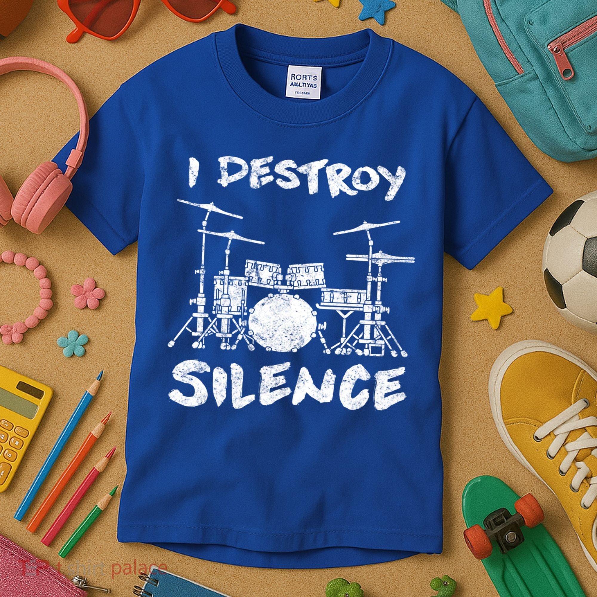 I Destroy Silence Drummer Gift Kids T-Shirt