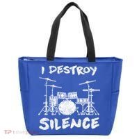 I Destroy Silence Drummer Gift Tote Bag thumb 0
