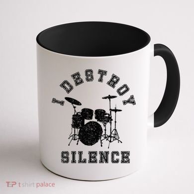 I Destroy Silence Drums Gift Drummer Rock Band Music Fan Coffee Mug back