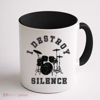 I Destroy Silence Drums Gift Drummer Rock Band Music Fan Coffee Mug thumb 1