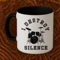 I Destroy Silence Drums Gift Drummer Rock Band Music Fan Coffee Mug thumb 2