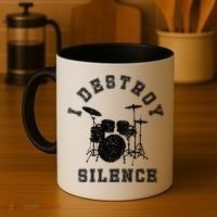 I Destroy Silence Drums Gift Drummer Rock Band Music Fan Coffee Mug thumb 4