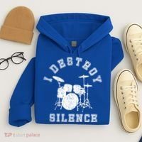 I Destroy Silence Drums Gift Drummer Rock Band Music Fan Hoodie thumb 4