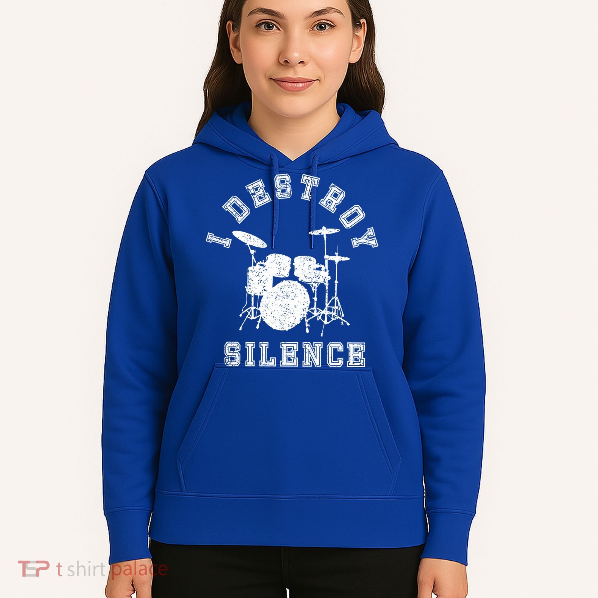 I Destroy Silence Drums Gift Drummer Rock Band Music Fan Hoodie