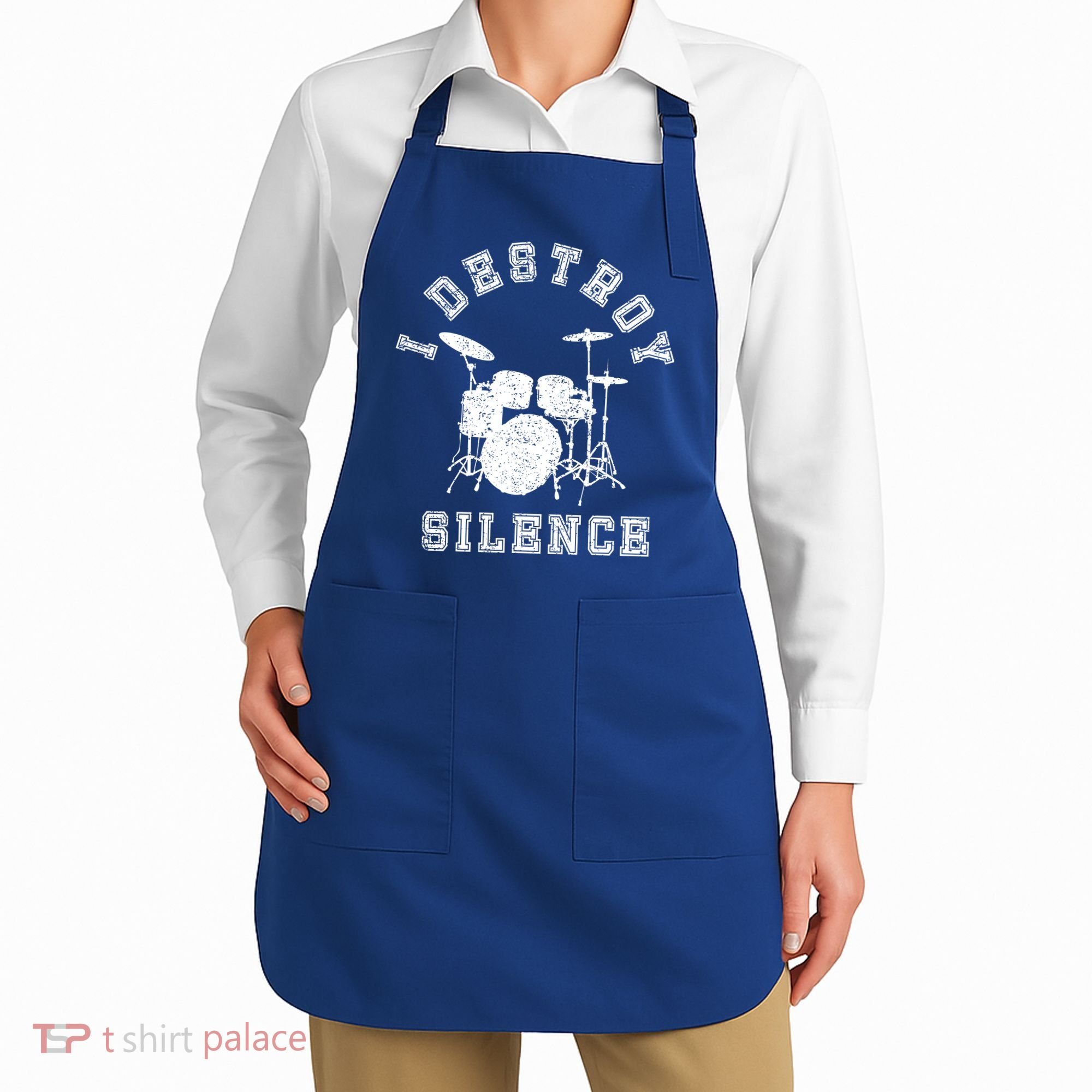 I Destroy Silence Drums Gift Drummer Rock Band Music Fan Apron
