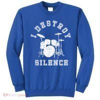 I Destroy Silence Drums Gift Drummer Rock Band Music Fan Sweatshirt thumb 0