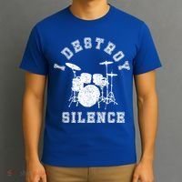 I Destroy Silence Drums Gift Drummer Rock Band Music Fan T-Shirt thumb 3