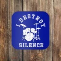 I Destroy Silence Drums Gift Drummer Rock Band Music Fan Coaster thumb 0