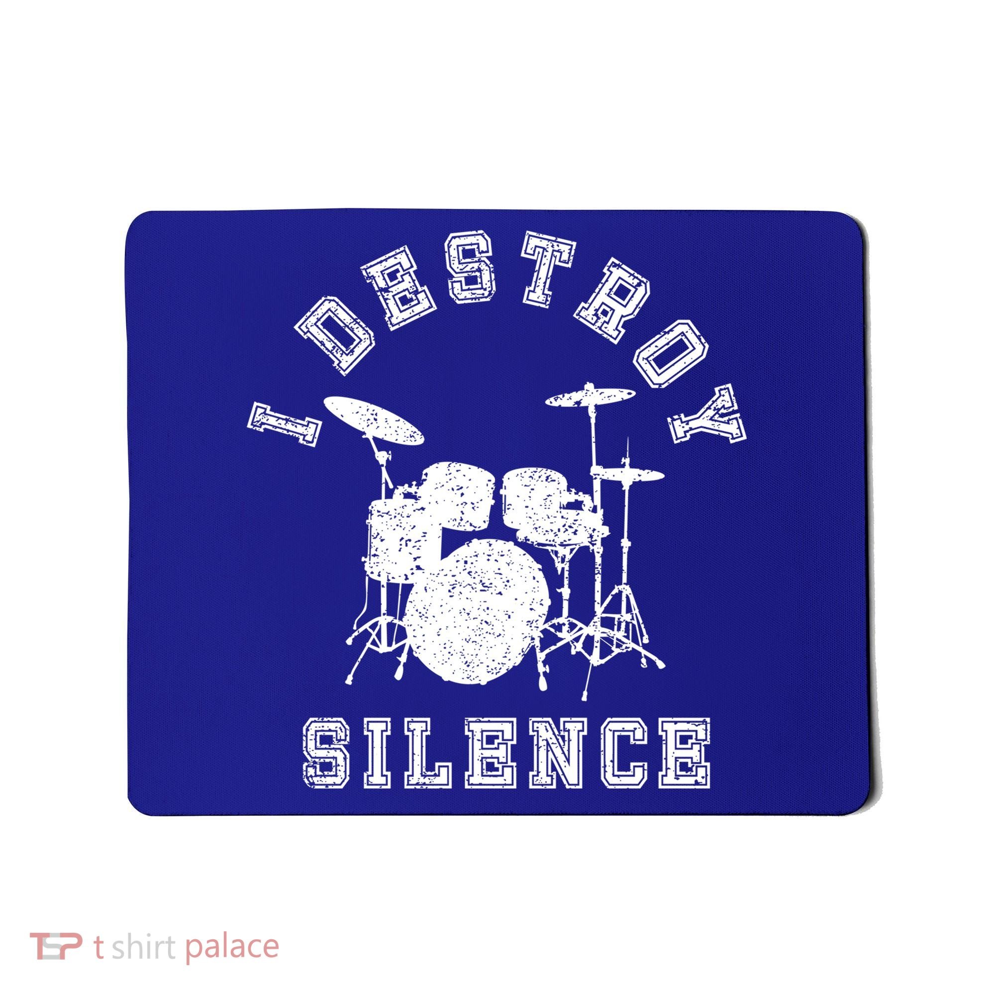 I Destroy Silence Drums Gift Drummer Rock Band Music Fan Mousepad