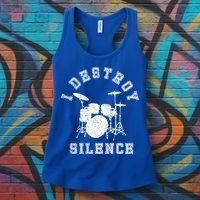 I Destroy Silence Drums Gift Drummer Rock Band Music Fan Women's Tank Top thumb 3