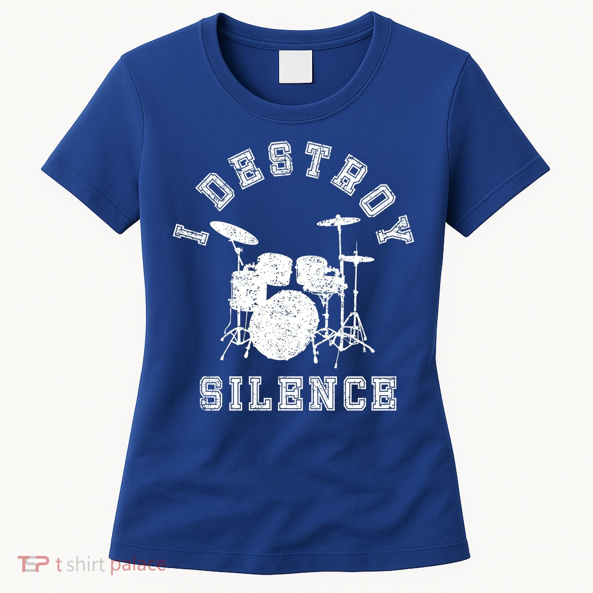 I Destroy Silence Drums Gift Drummer Rock Band Music Fan Women's T-Shirt