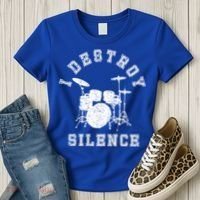 I Destroy Silence Drums Gift Drummer Rock Band Music Fan Women's T-Shirt thumb 3
