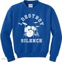 I Destroy Silence Drums Gift Drummer Rock Band Music Fan Kids Sweatshirt thumb 0