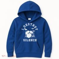 I Destroy Silence Drums Gift Drummer Rock Band Music Fan Kids Hoodie thumb 0