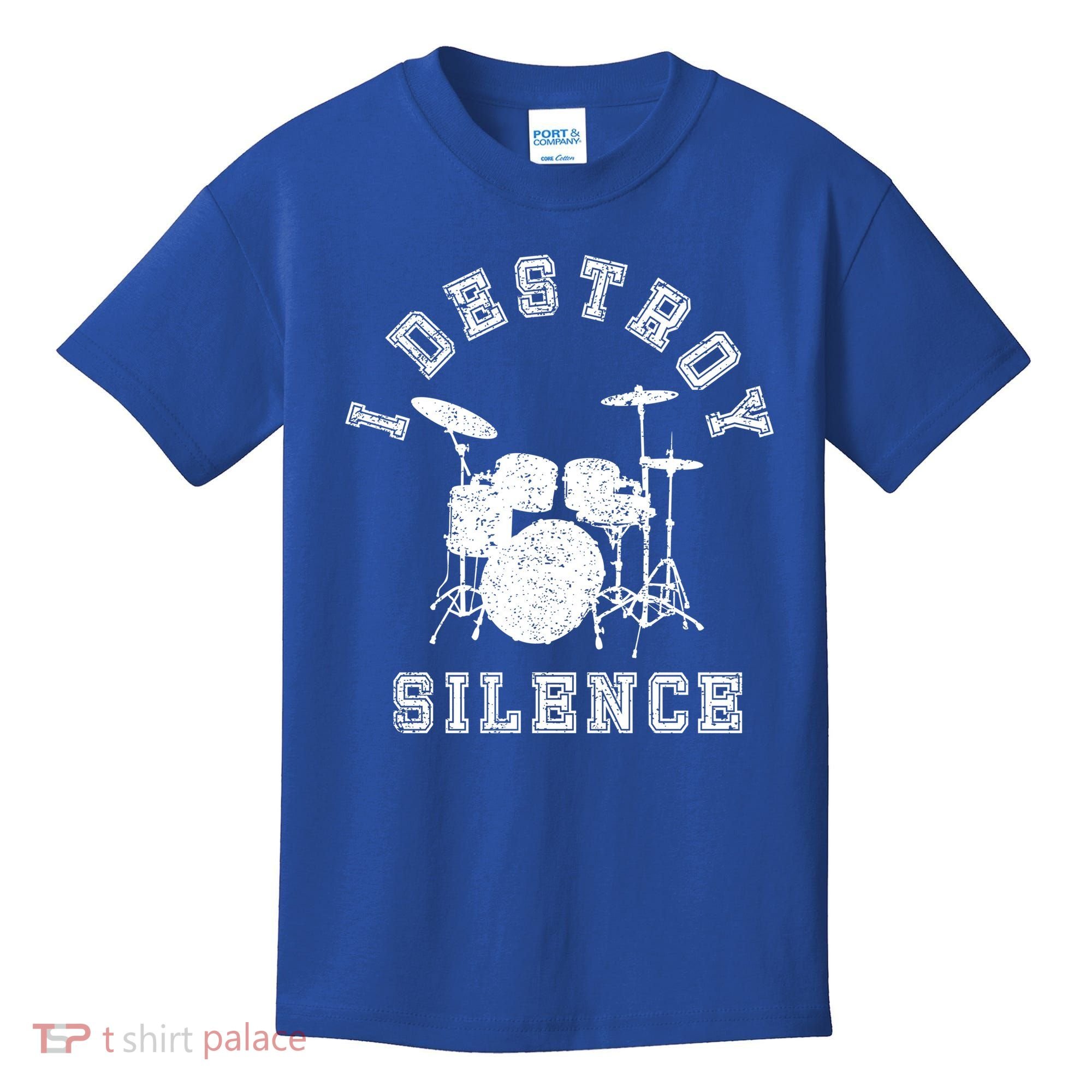 I Destroy Silence Drums Gift Drummer Rock Band Music Fan Kids T-Shirt