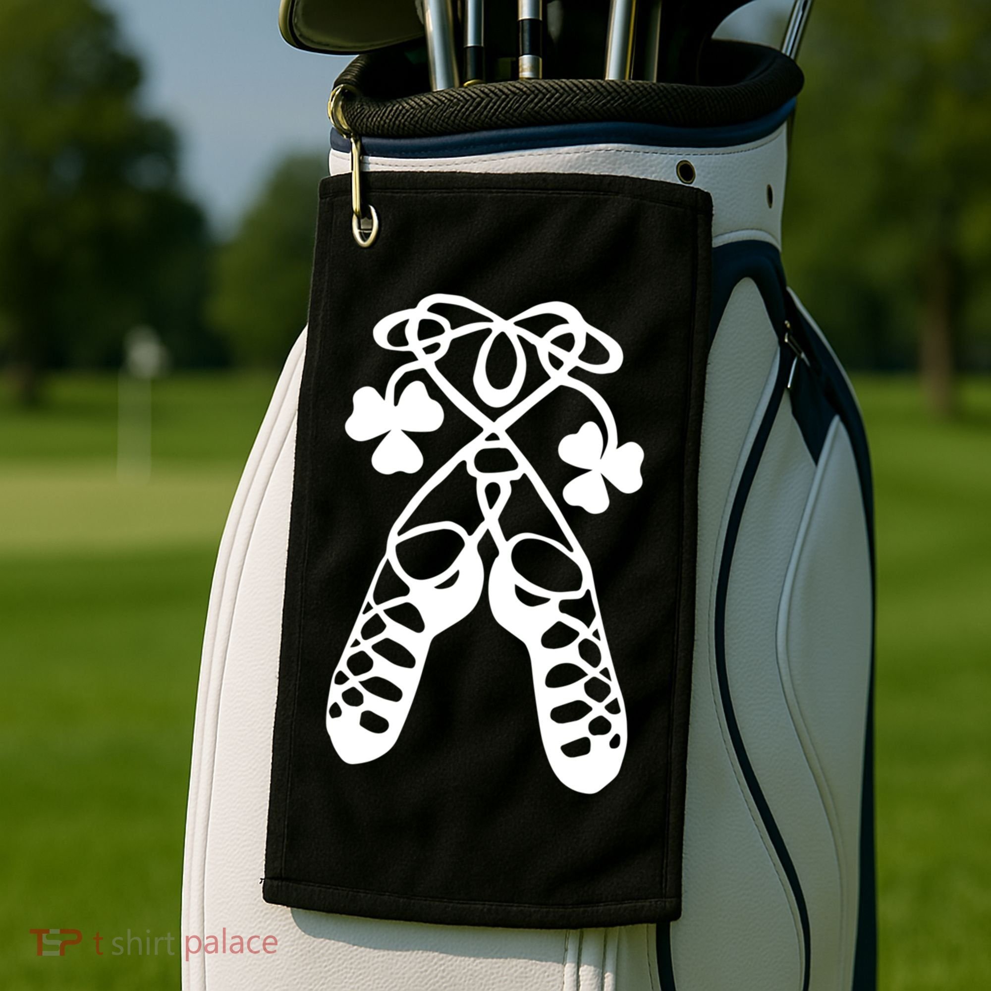 Irish Dance Soft Shoes Ghillies Lucky Feis Gift Golf Towel