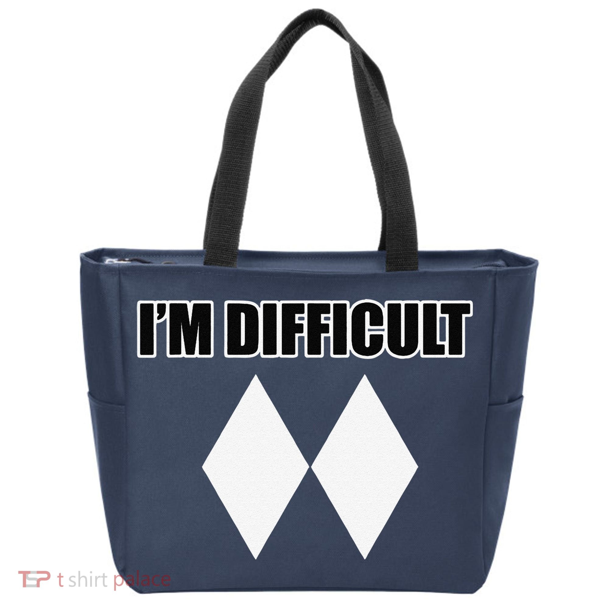 I'm Difficult Ski Funny Skier Snowboard Skiing Tote Bag