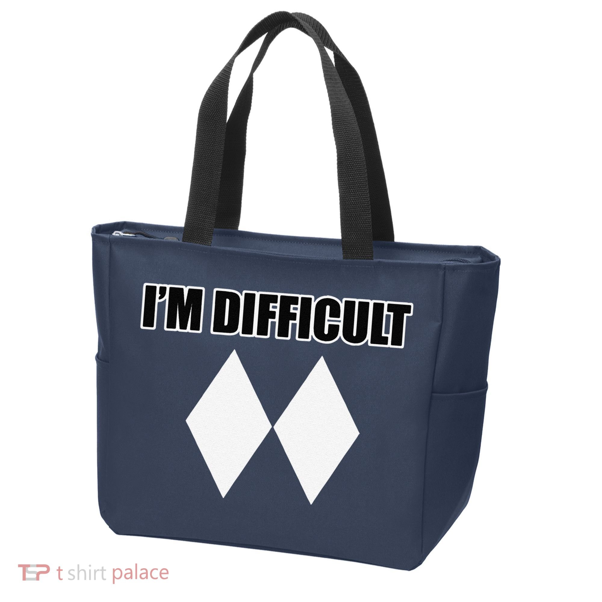 I'm Difficult Ski Funny Skier Snowboard Skiing Tote Bag