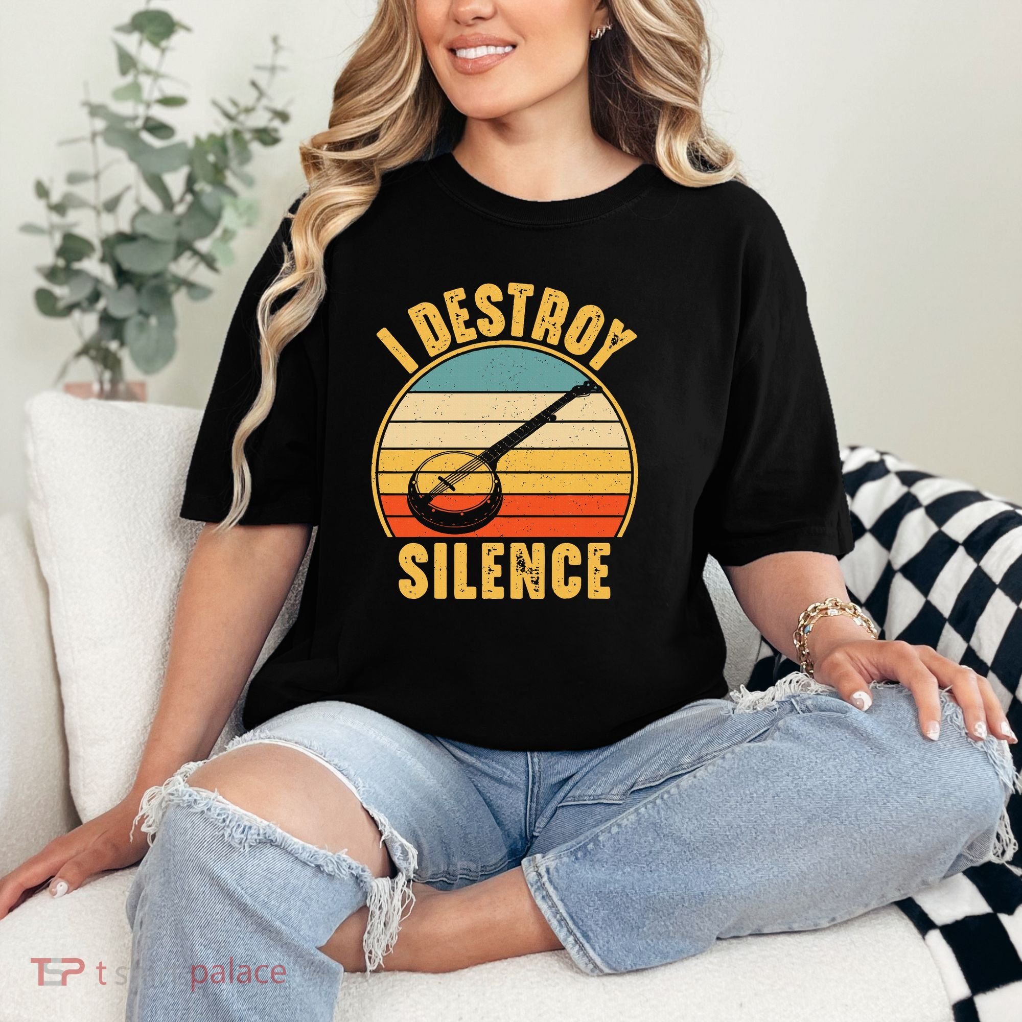 I Destroy Silence Banjo Funny Musical Instrument Comfort Colors T-Shirt