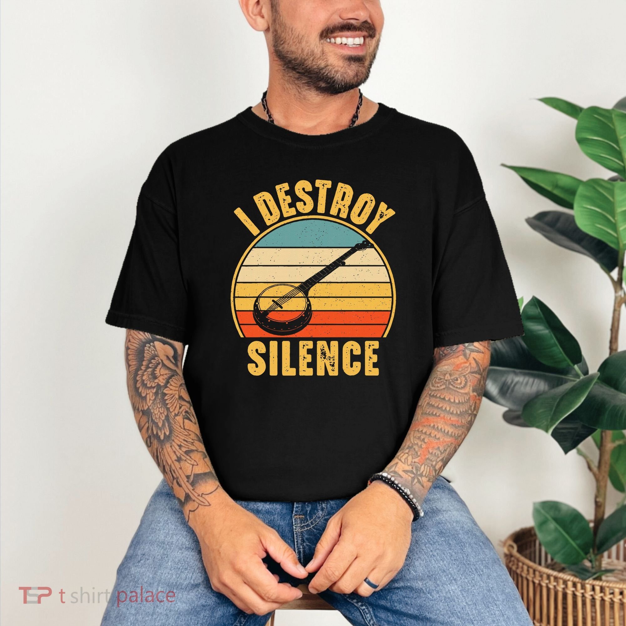 I Destroy Silence Banjo Funny Musical Instrument Comfort Colors T-Shirt