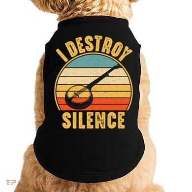 I Destroy Silence Banjo Funny Musical Instrument Doggie Tank