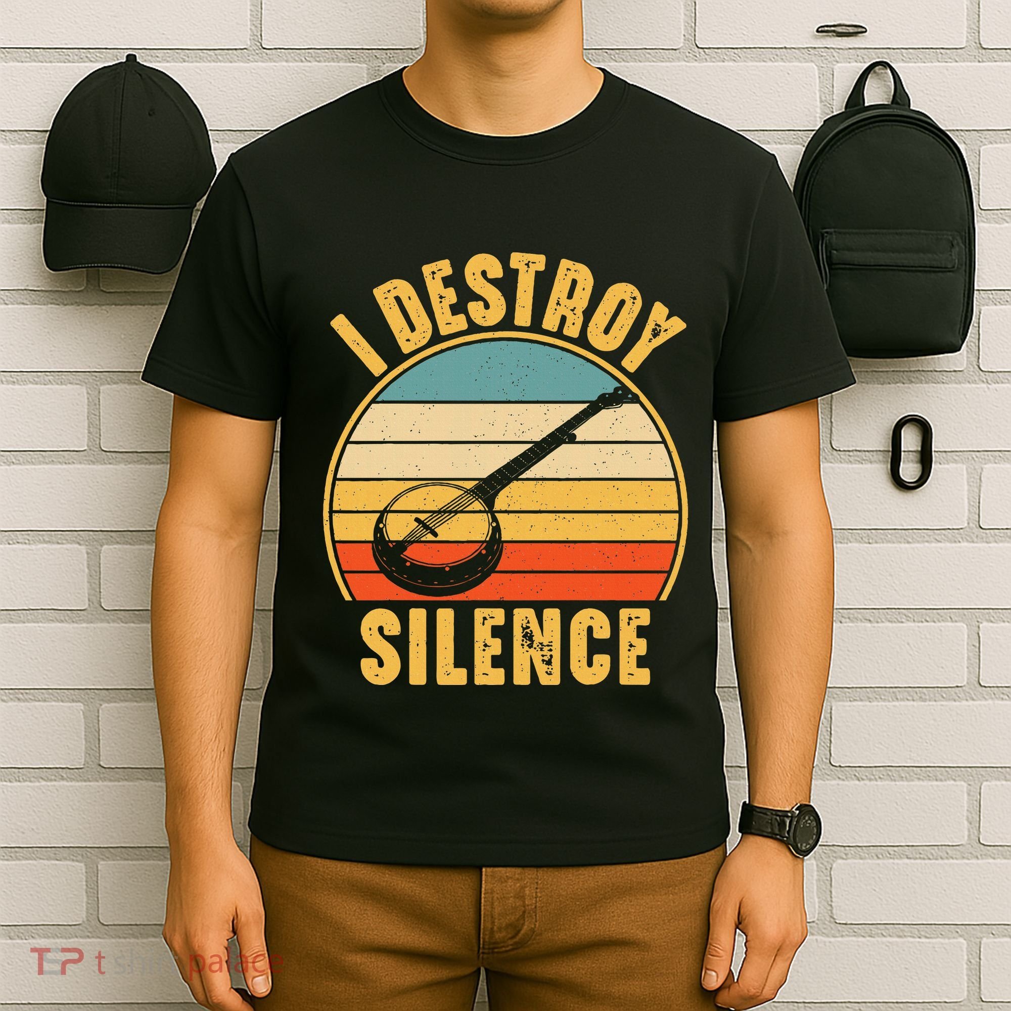 I Destroy Silence Banjo Funny Musical Instrument T-Shirt