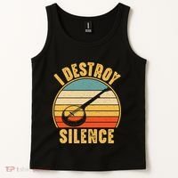I Destroy Silence Banjo Funny Musical Instrument Tank Top thumb 2