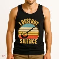 I Destroy Silence Banjo Funny Musical Instrument Tank Top thumb 3