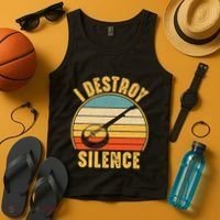 I Destroy Silence Banjo Funny Musical Instrument Tank Top thumb 4